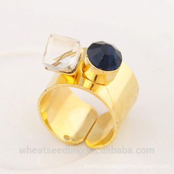 fashion simple gold Openings ring for women with double gemstone